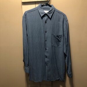 Bill Blass Mens 100% Silk Long Sleeve Button-up Shirt Large